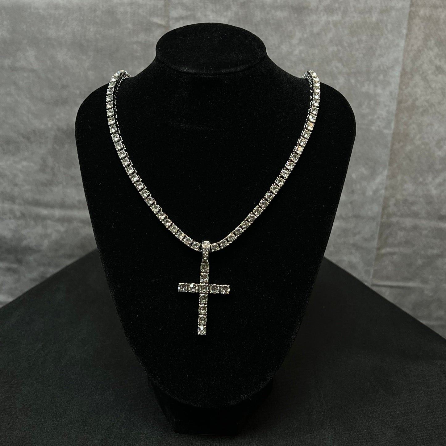 Cross Pendant and Tennis Chain set